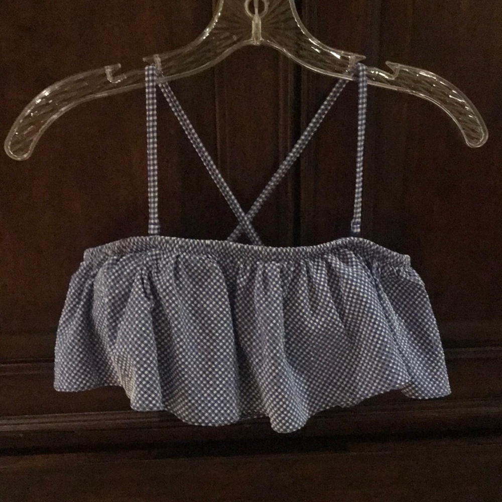 J Crew ruffle gingham bathing suit top